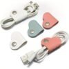 3-Pack PU Heart-Shaped Cable Organizer Buttons for Data Cables & Earphones