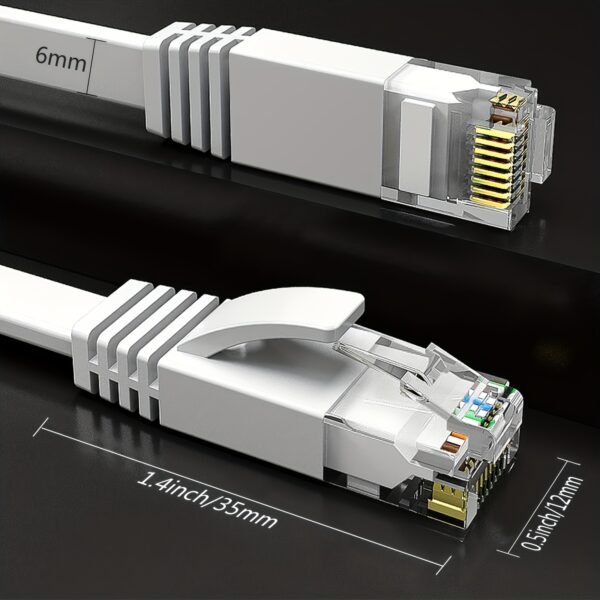 Cat6 Flat Ethernet Cable Long High-Speed Internet Patch Cord with RJ45 Connectors
