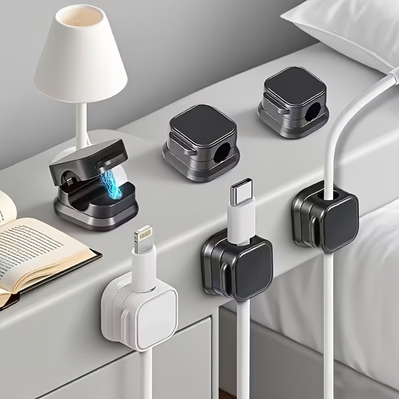 Desktop Magnetic Cable Management Set Cable Clips Wire Organizer for Office & Gaming Setup