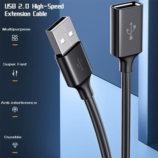USB 2.0 Extension Cable High-Speed USB Extender Cord for Smart TV PS4 Xbox One SSD