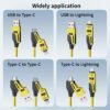 4-In-1 Spring Data Cable 65W Fast Charging Multi-Connector Charging Cable 149.35cm